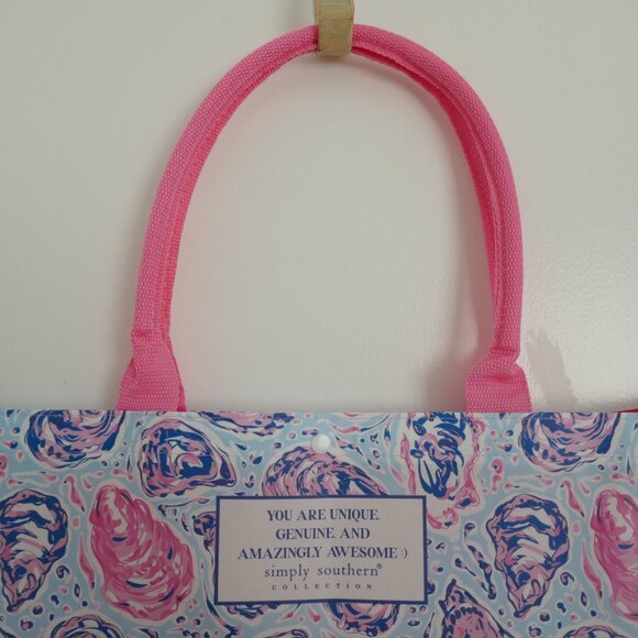 Simply Southern reusable oversized oyster print tote bag carryall beach grocery - Picture 4 of 6